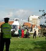 The seriously injured student is placed in to the Kent Air Ambulance to be flown to hospital. Picture: Gerry Warren