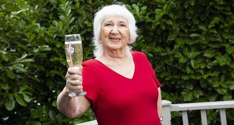 Sheila Garrett celebrates her £500,000 Thunderball win on The National Lottery. Picture: James Robinson