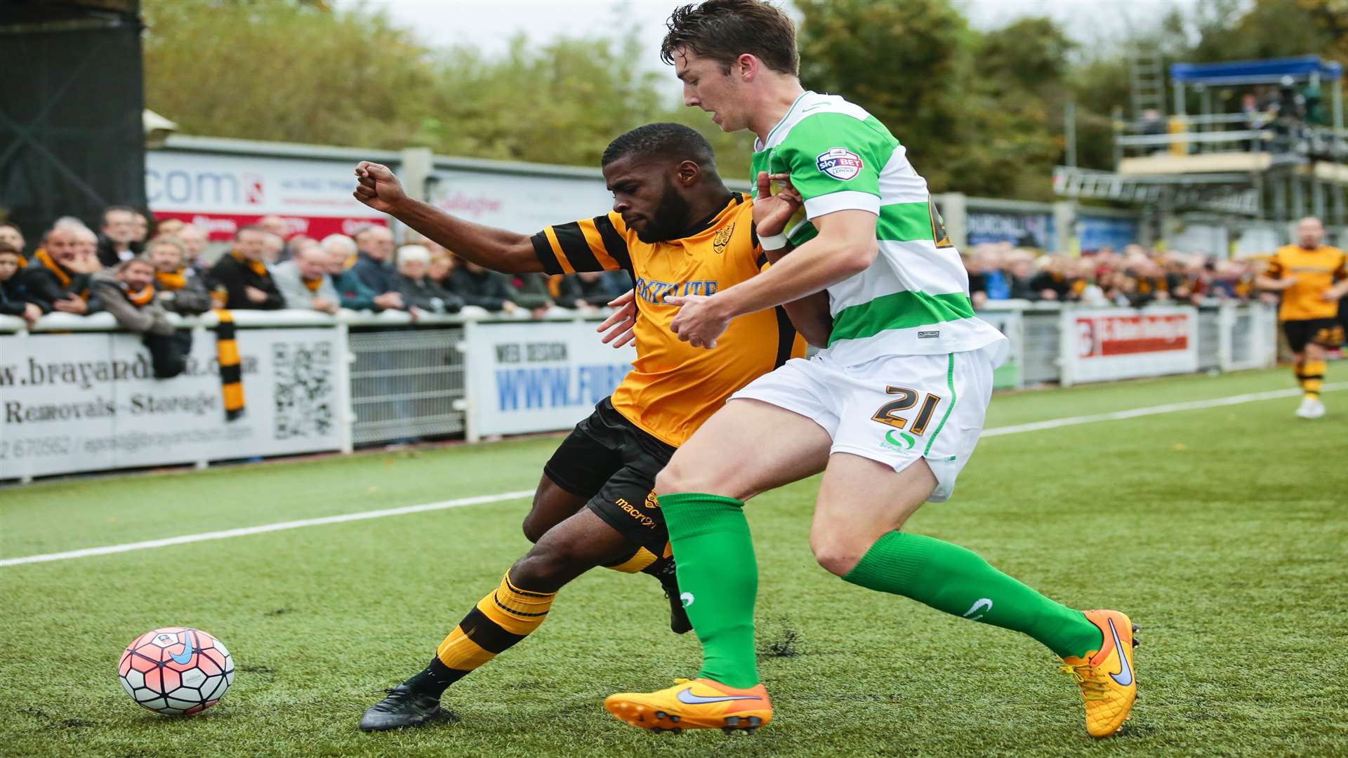 Alex Lacey up against Maidstone's Alex Akrofi in the FA Cup Picture: Martin Apps