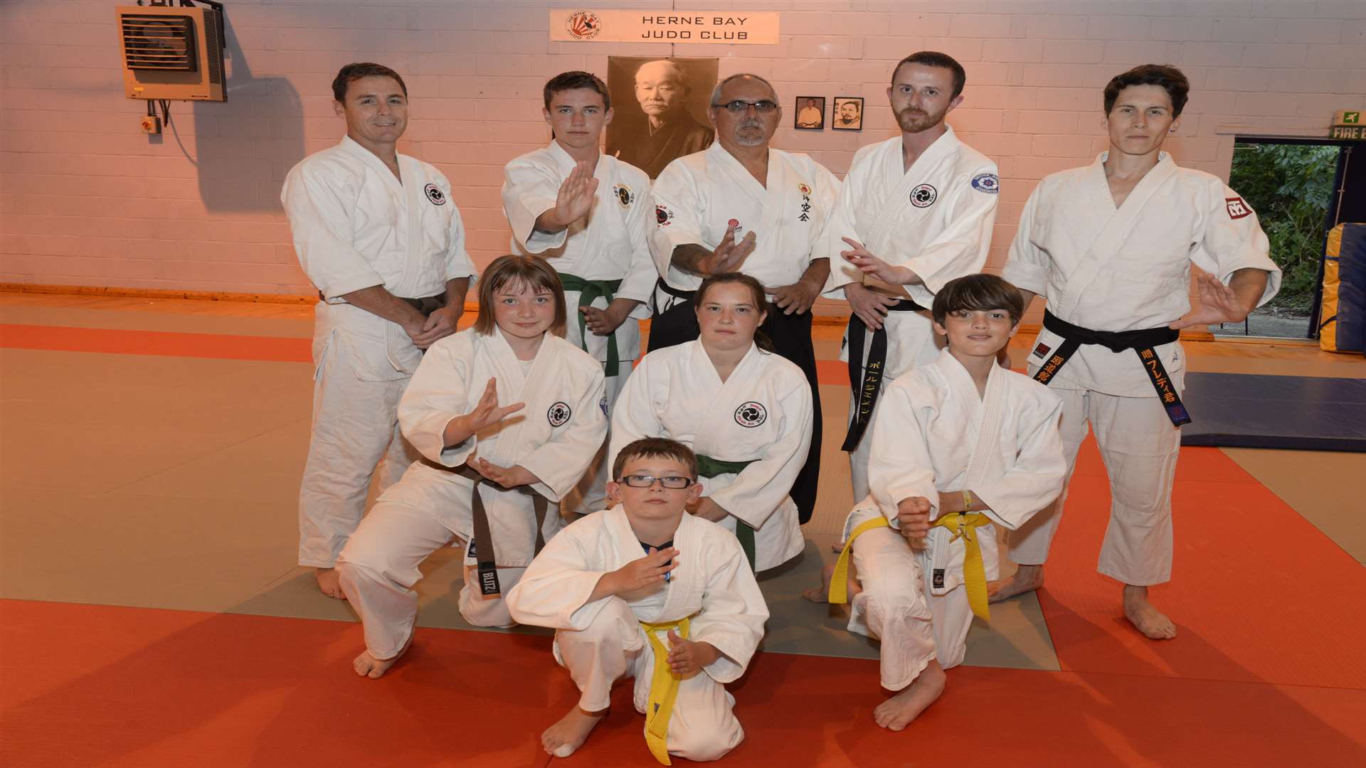 Lee Adams, centre and members of the Shogun Martial Arts Club. Picture: Chris Davey