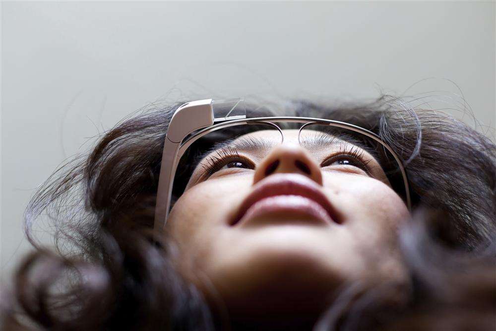 Woman with Google Glass