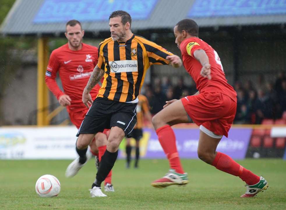 Paul Booth scored both Folkestone goals in their 2-2 draw at Whitstable Picture: Gary Browne