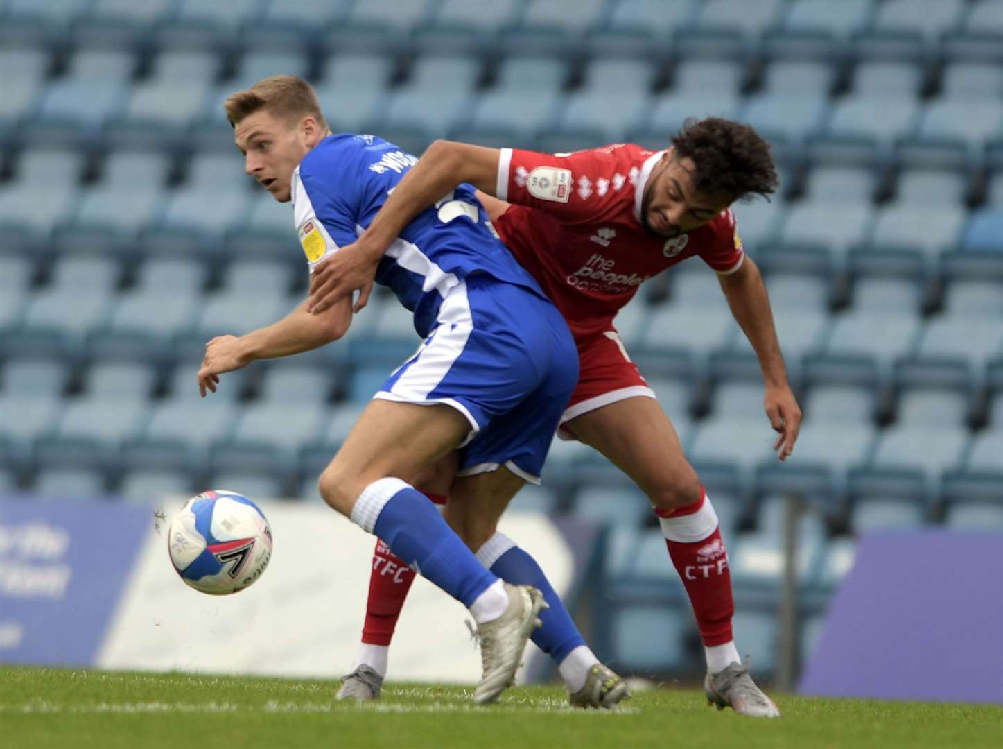 Henry Woods in action against Crawley Town in Gillingham's first EFL Trophy match