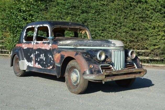 Rusting remains of the once-proud Murad car from Sheerness about to be auctioned in 2016 by Brightwells