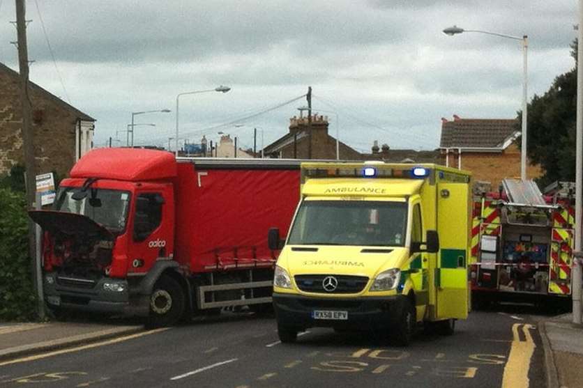 Emergency services at the scene of the crash in Newington Road, Ramsgate