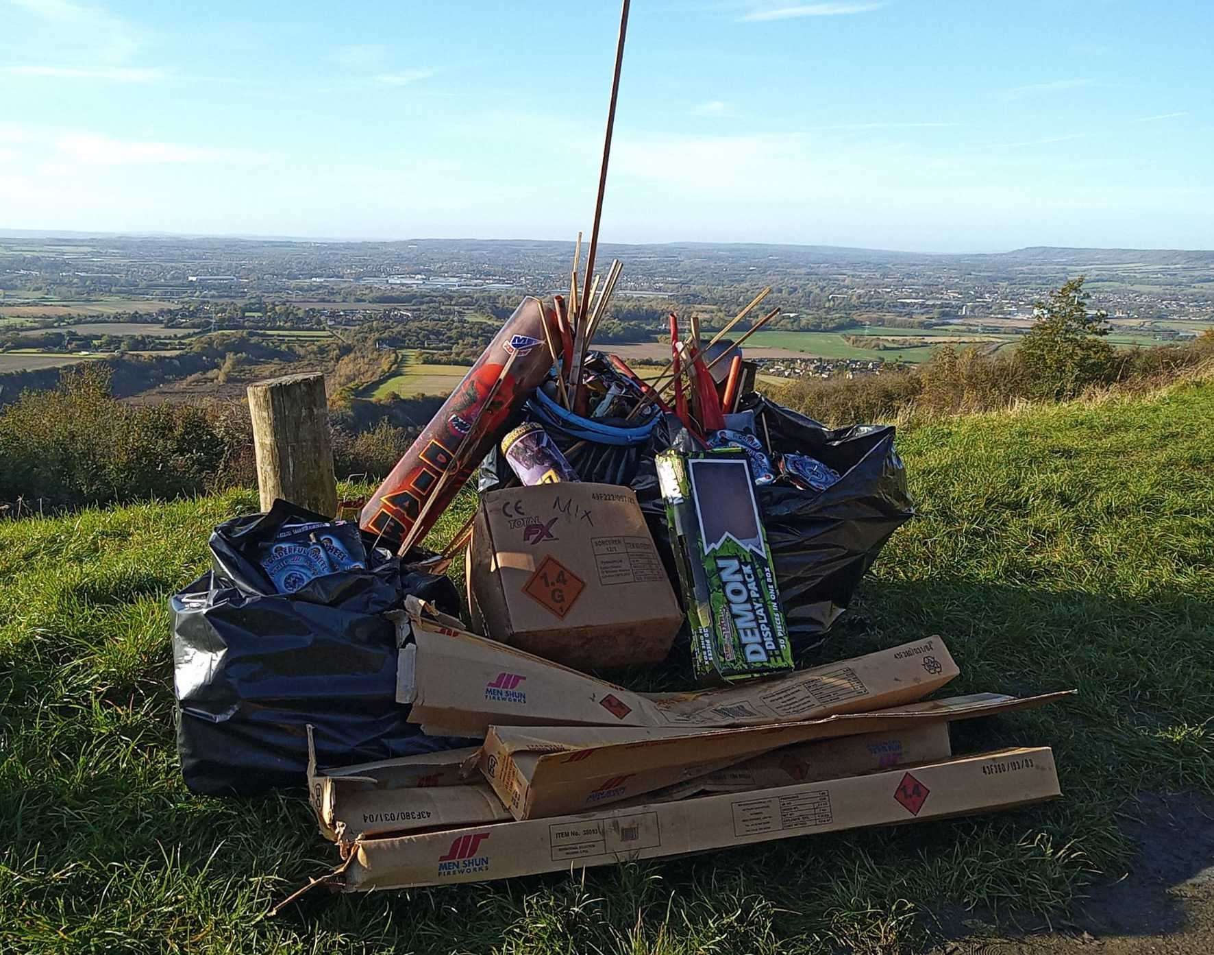 Kent Wildlife Trust said hours were spent cleaning up sparklers, rockets, beer bottles and litterleft at nature reserves. Picture: Paul Glanfield