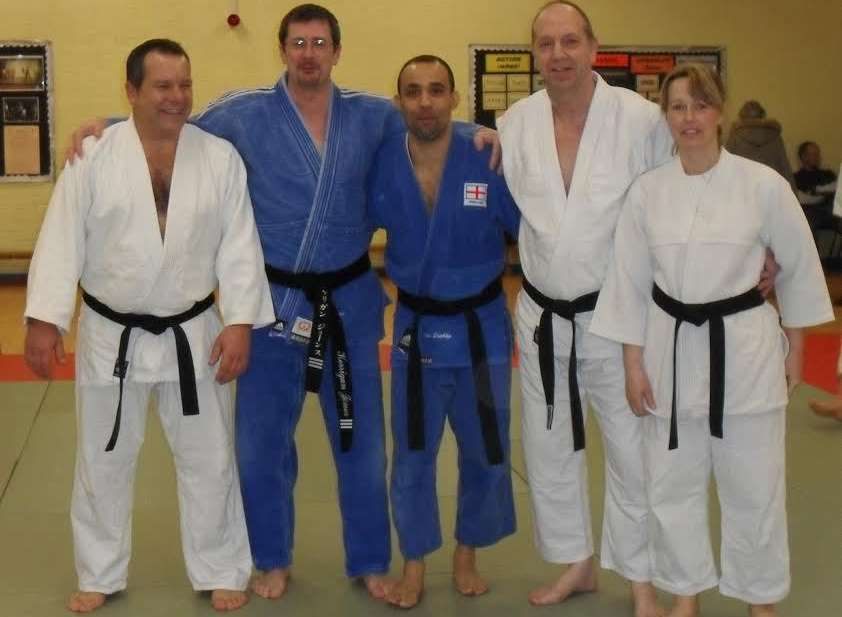 David Hughes, fourth from left, with club members