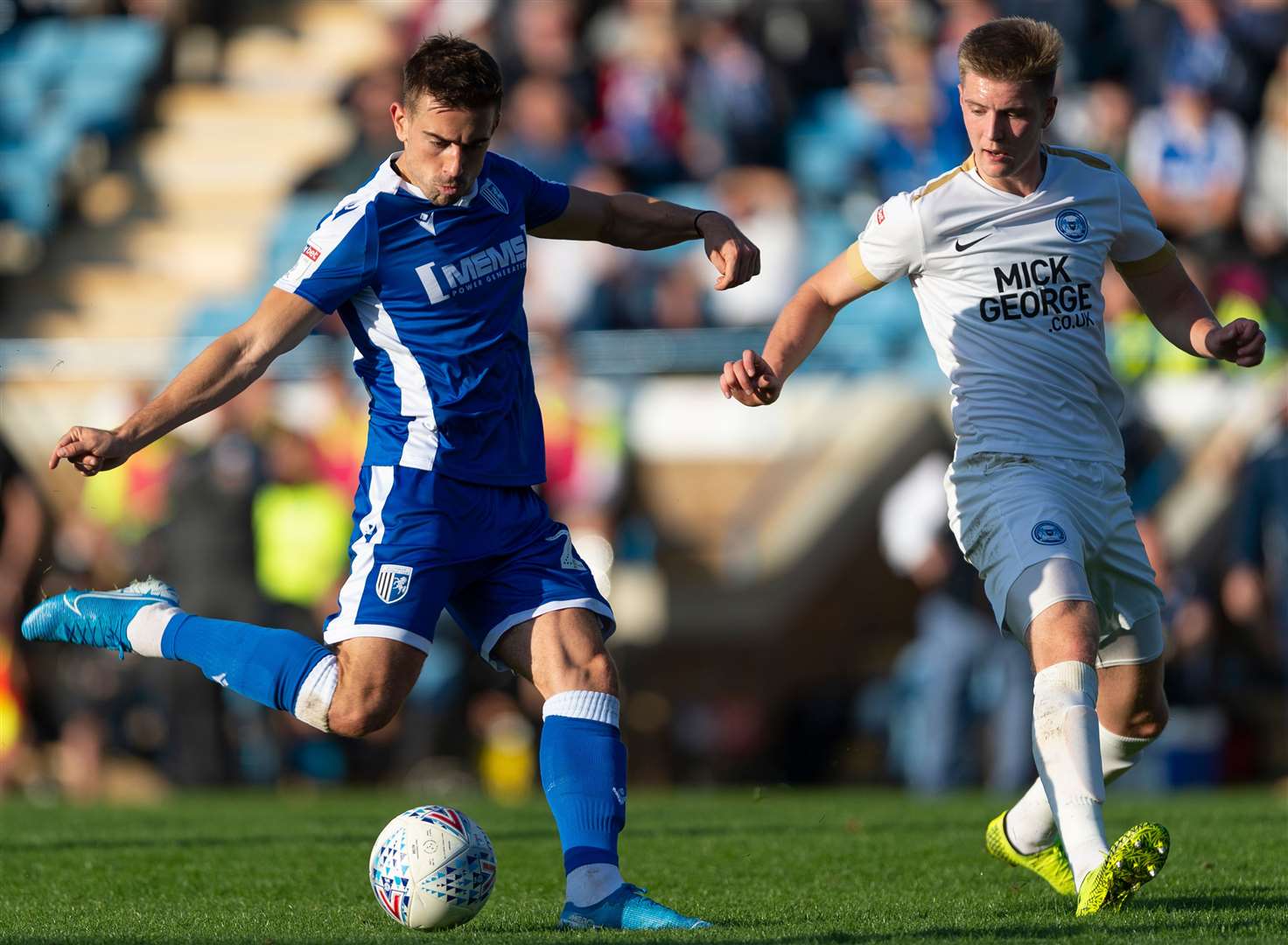 Gillingham's Olly Lee goes for goal against Peterborough on Saturday. Picture: Ady Kerry