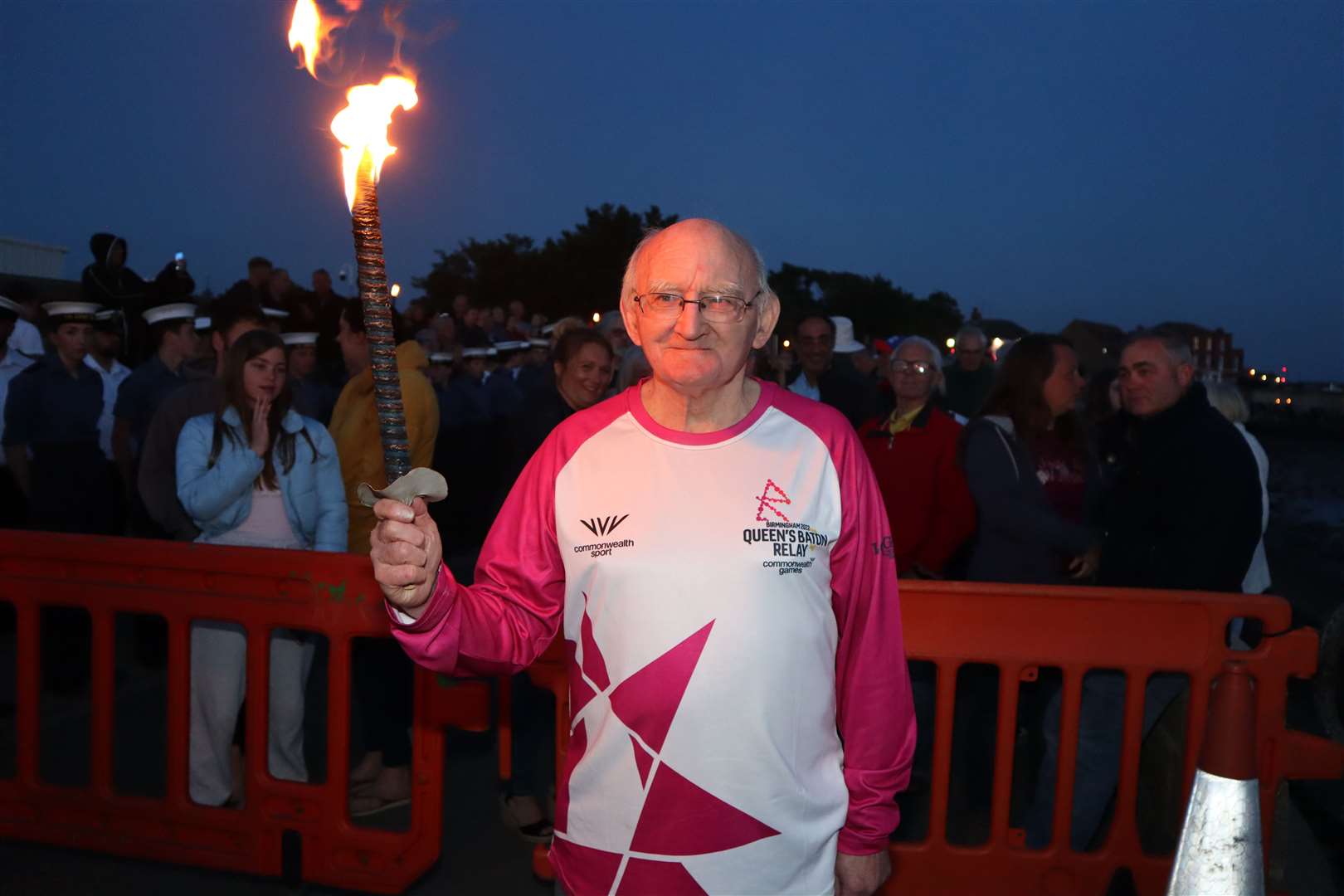 Veteran runner Mick Cattell lit Sheppey's only Platinum Jubilee Beacon at Queenborough. Picture: John Nurden