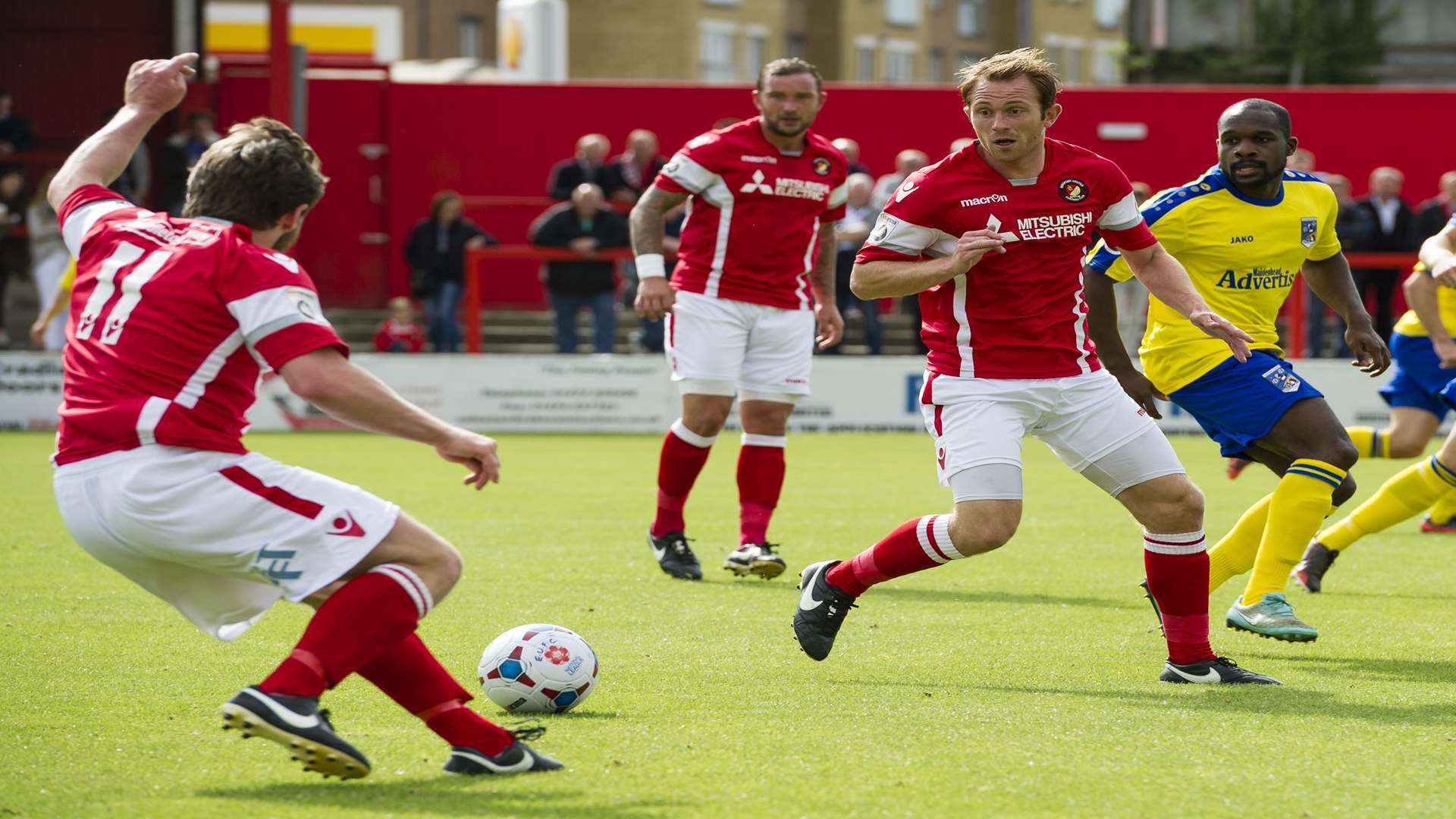 Stuat Lewis, second from right, has been excellent for Ebbsfleet this season Picture: Andy Payton