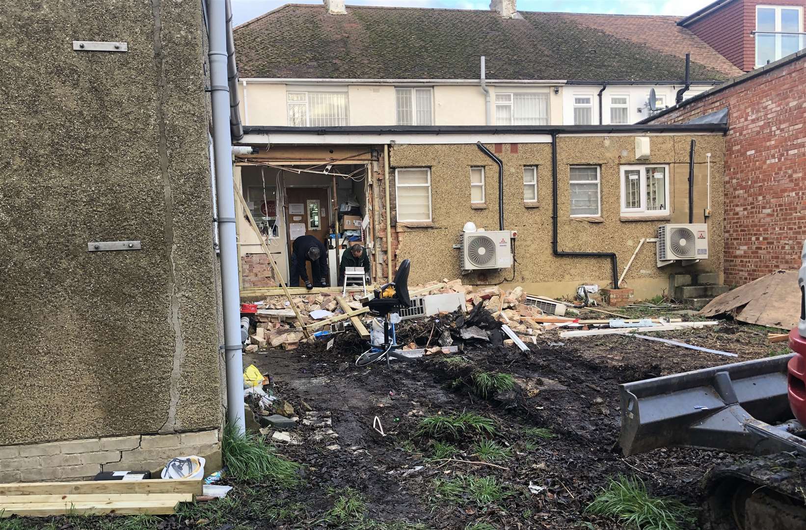 The damage to the rear of Beasted Post Office
