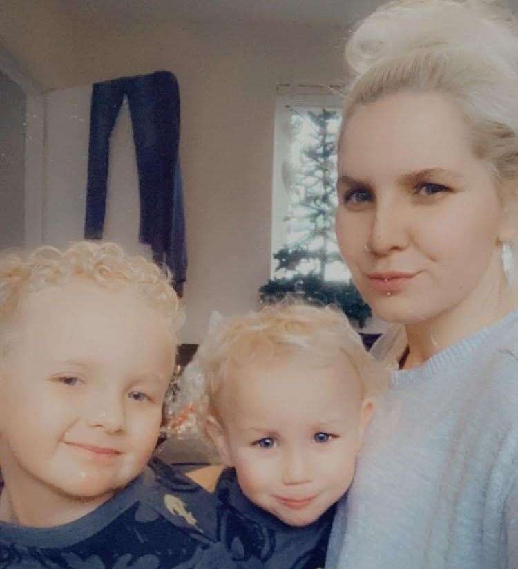 Kayleigh Hunt and her sons Kian and Layton