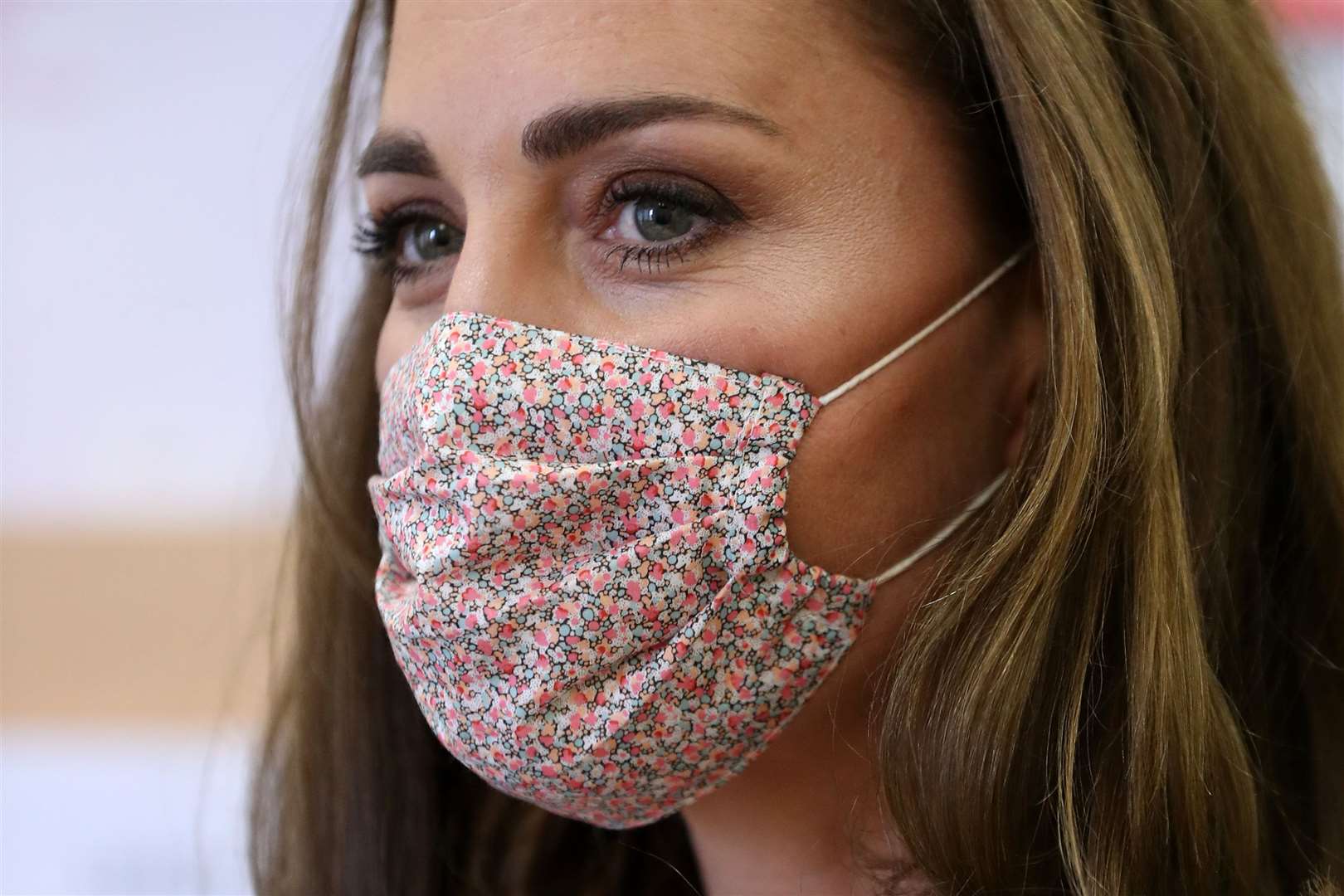 Kate picked a floral mask to wear for the charity visit (Chris Jackson/PA)