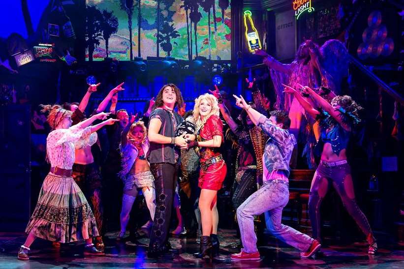 Noel Sullivan (Drew) and Cordelia Farnsworth (Sherrie) in Rock of Ages The Musical UK Tour. Picture: Manuel Harlan