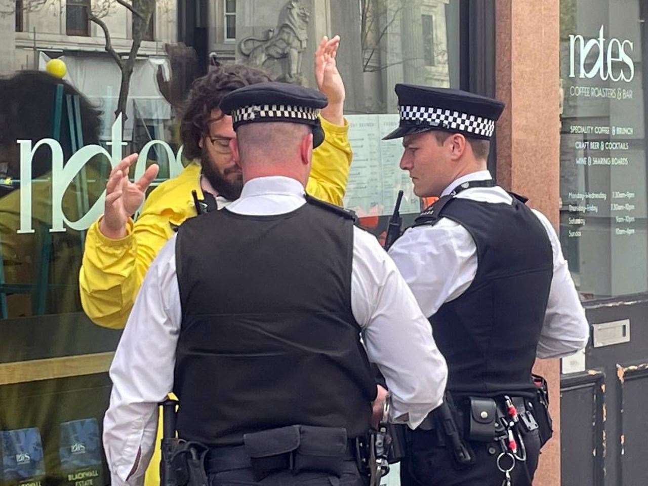 An anti-monarchy protester being arrested in central London on Saturday (Labour for a Republic/PA)