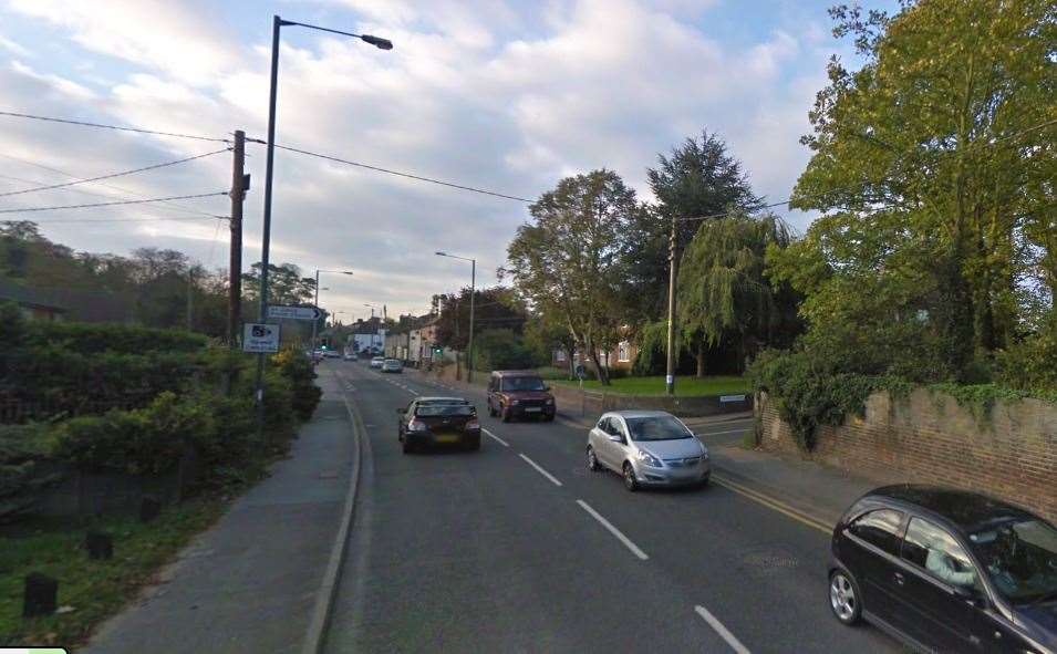 The junction of the A225 corridor at Main Road and Church Road in Sutton at Hone, Dartford where the gas improvement works are being carried out. Photo Credit: Google Earth (18207432)