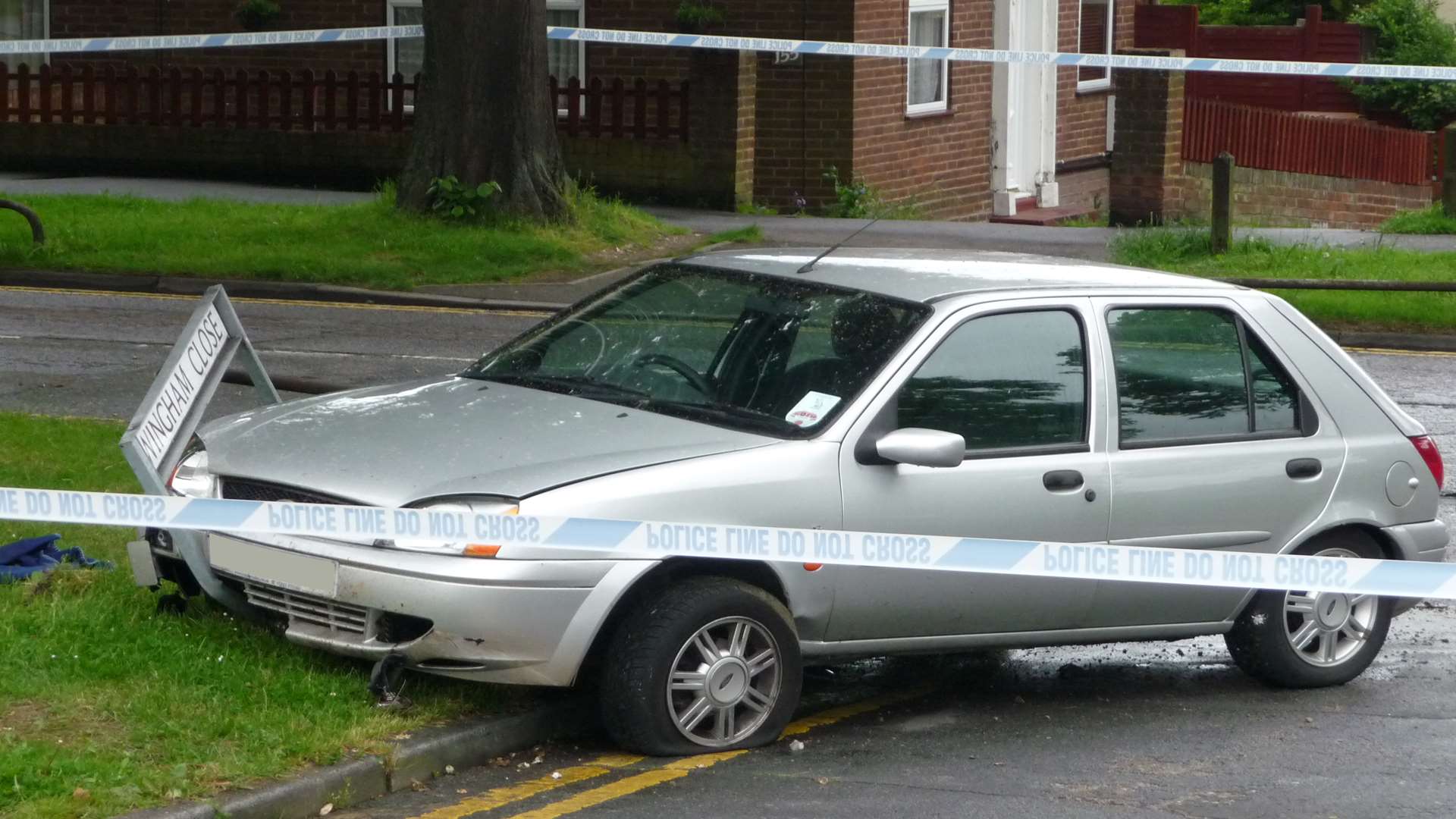 The spot where a pensioner crashed his car in Twydall. Picture: Martin Philbrick