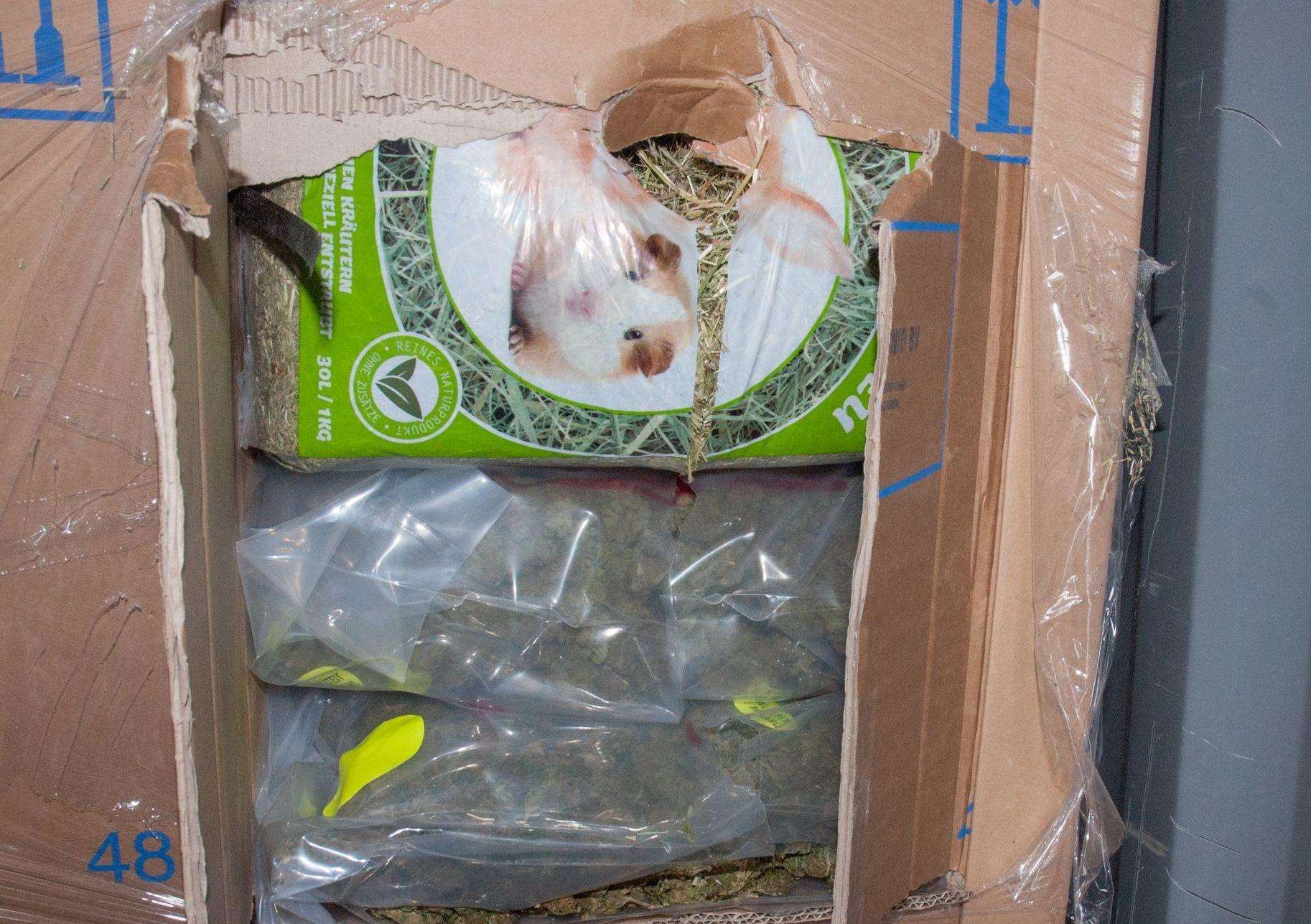 The drugs were found hidden underneath hay. Picture: Kent Police. (4329743)
