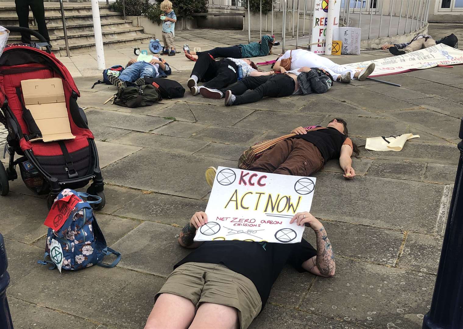 Extinction Rebellion protesters staged a "die-in" outside County Hall in Maidstone
