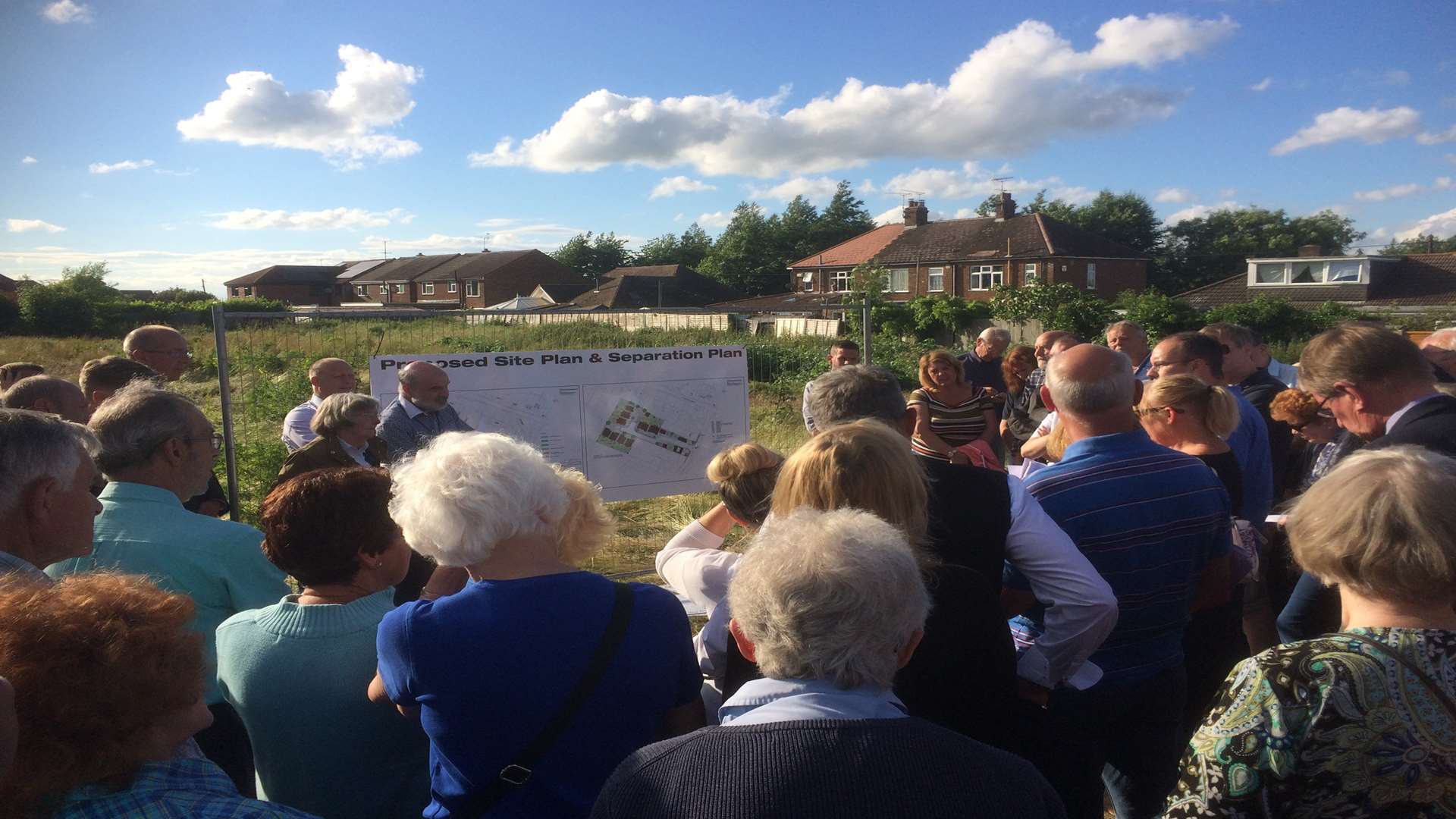 Residents gathered to show anger at plans for a housing development on Berengrave Lane