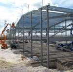 One of the huge glasshouses under contruction