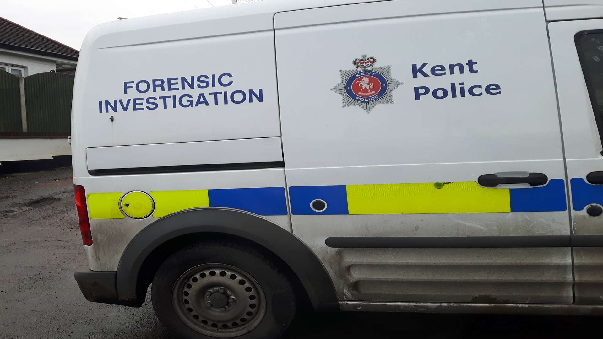 Forensic vans were sent to the scene. Stock image