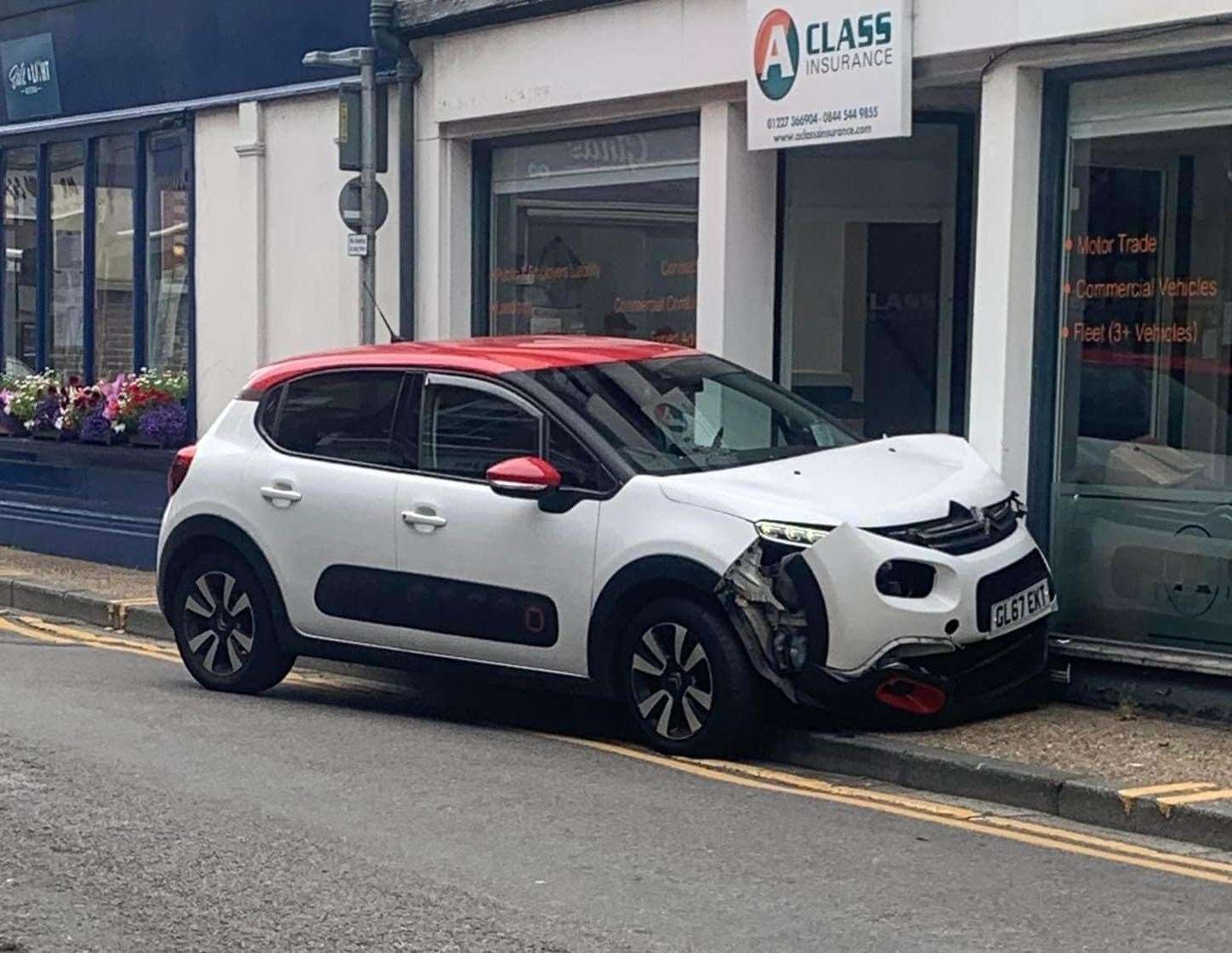 A Citroen has been left badly damaged following a collision into a building in Herne Bay. Picture: Sue Baylis