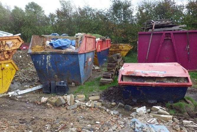 The illegal waste site being operated by Richard Butler in Goldwell Lane, Aldington