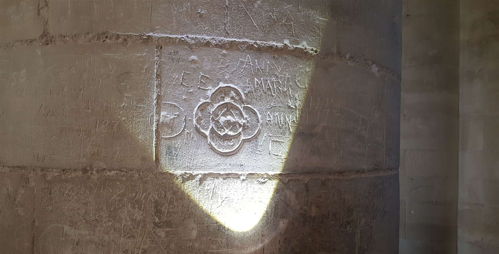 Ancient graffiti in Canterbury Cathedral