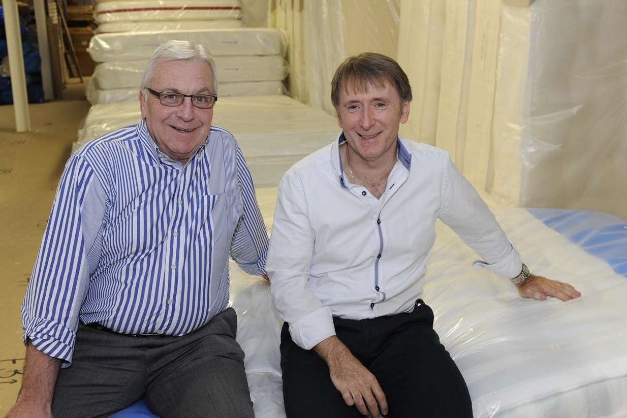 mattressnextday chairman Patrick Seeley, left, and managing director Mike Wallace arranged for 39 mattresses to be delivered to Enfield for the X Factor house