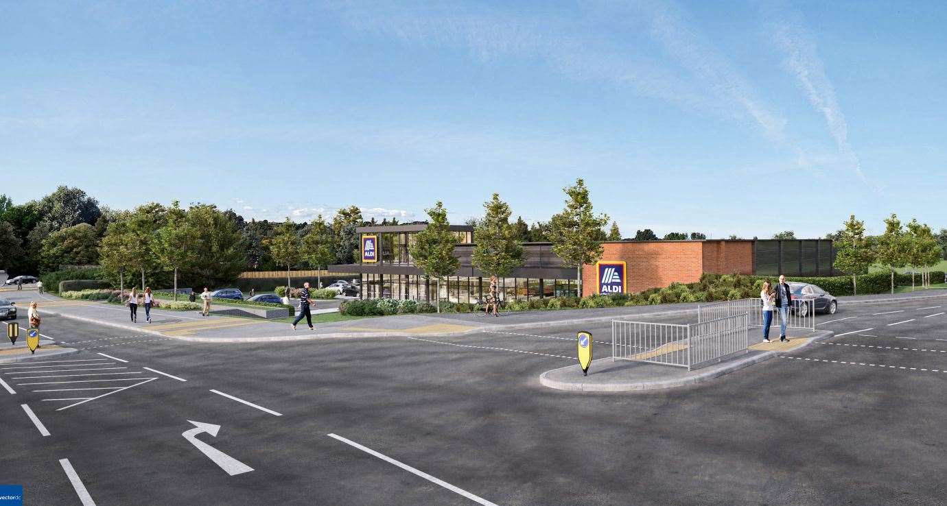 If approved, the Aldi store will be built between the M20 and Holiday Inn. Picture: The Harris Partnership