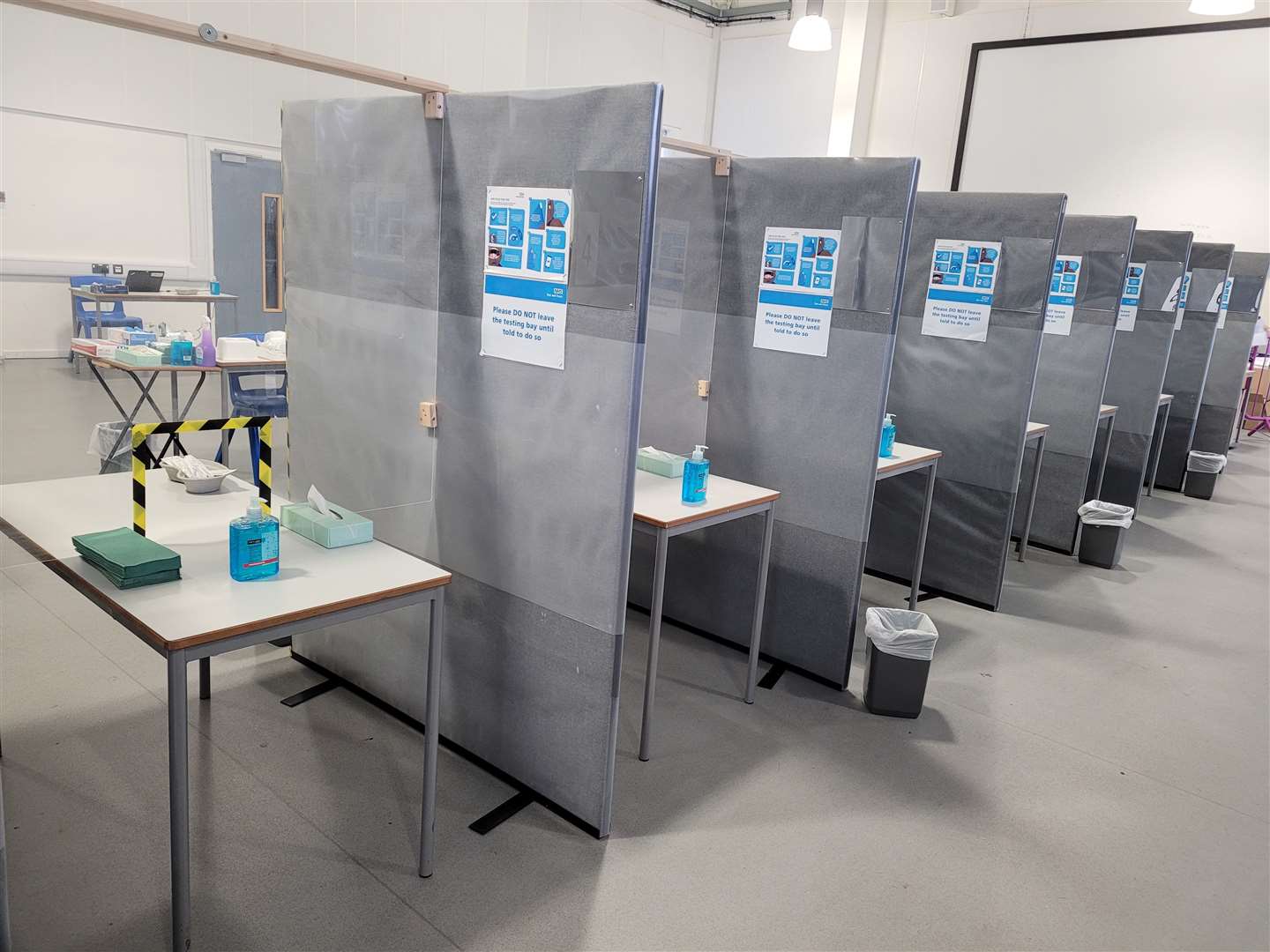 Covid-testing stations for pupils returning to the Oasis Academy Isle of Sheppey