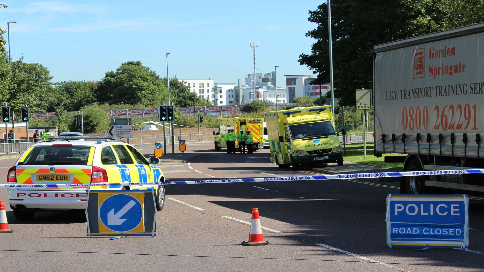 Police at the scene of a serious crash in Gillingham