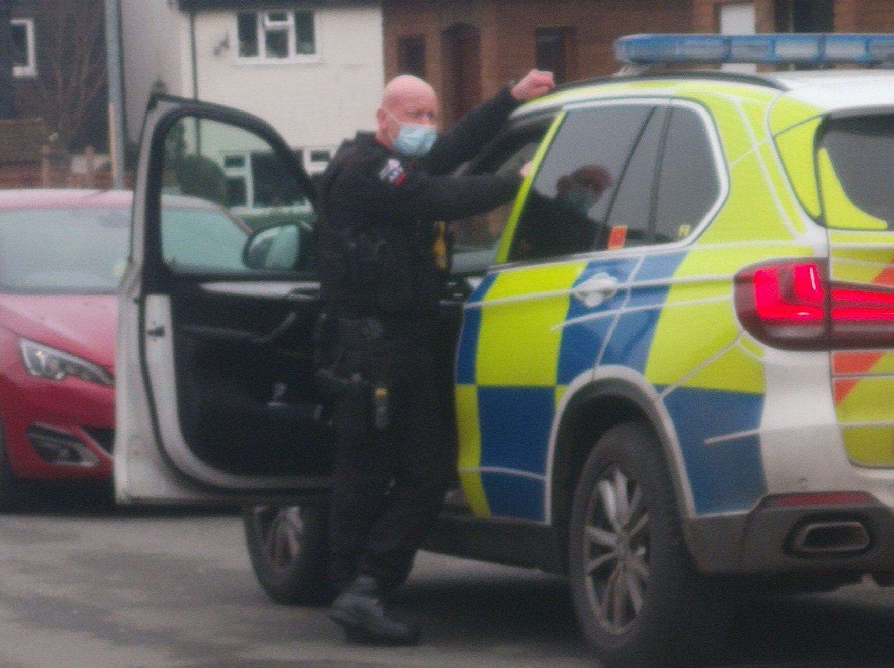 Police at the scene in Long Acre Close, Canterbury