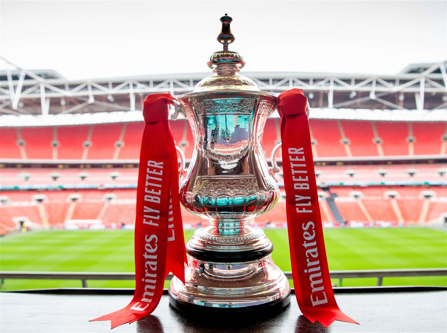 The Emirrates FA Cup trophy which will be contested at Wembley Stadium once again in May Picture: FA