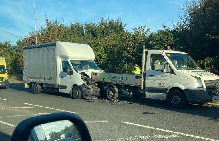 The van collided with a flat-bed truck on the Old Thanet Way