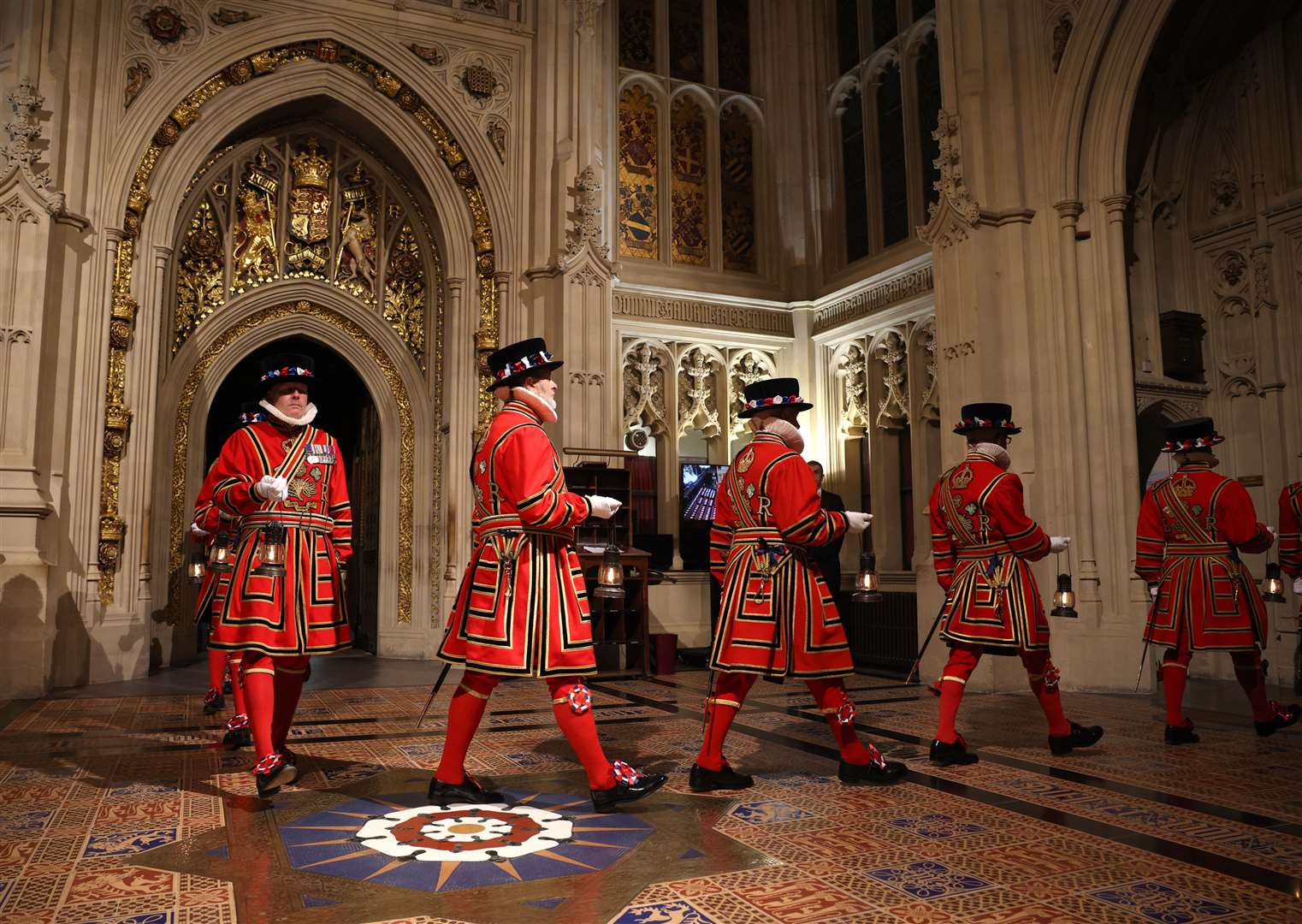 Yeomen warders arrive for the ceremonial search of the Palace of Westminster (Dan Kitwood/PA)