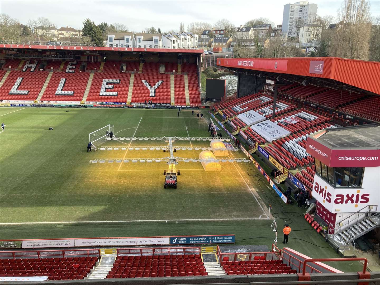 The Valley pitch was frozen over in patches hours before kick off on Saturday