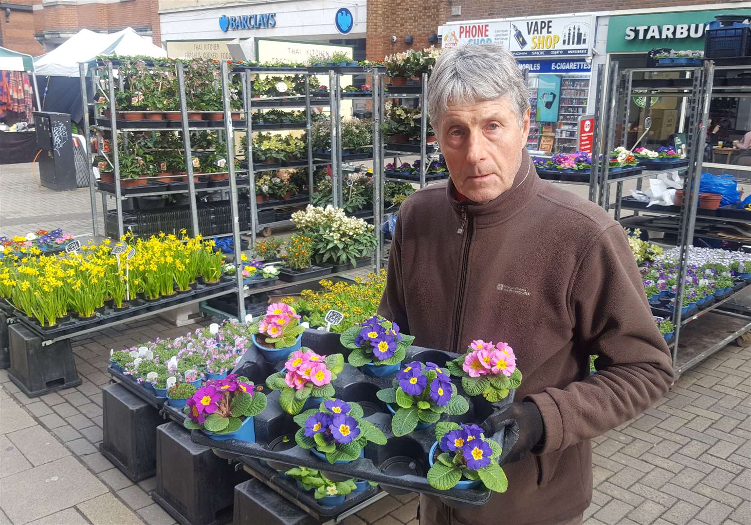 Arthur Dutton has a plant stall