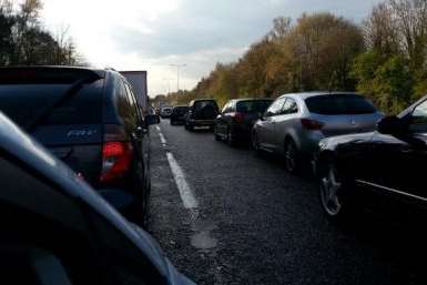 This is the scene on the London-bound A2 near Canterbury