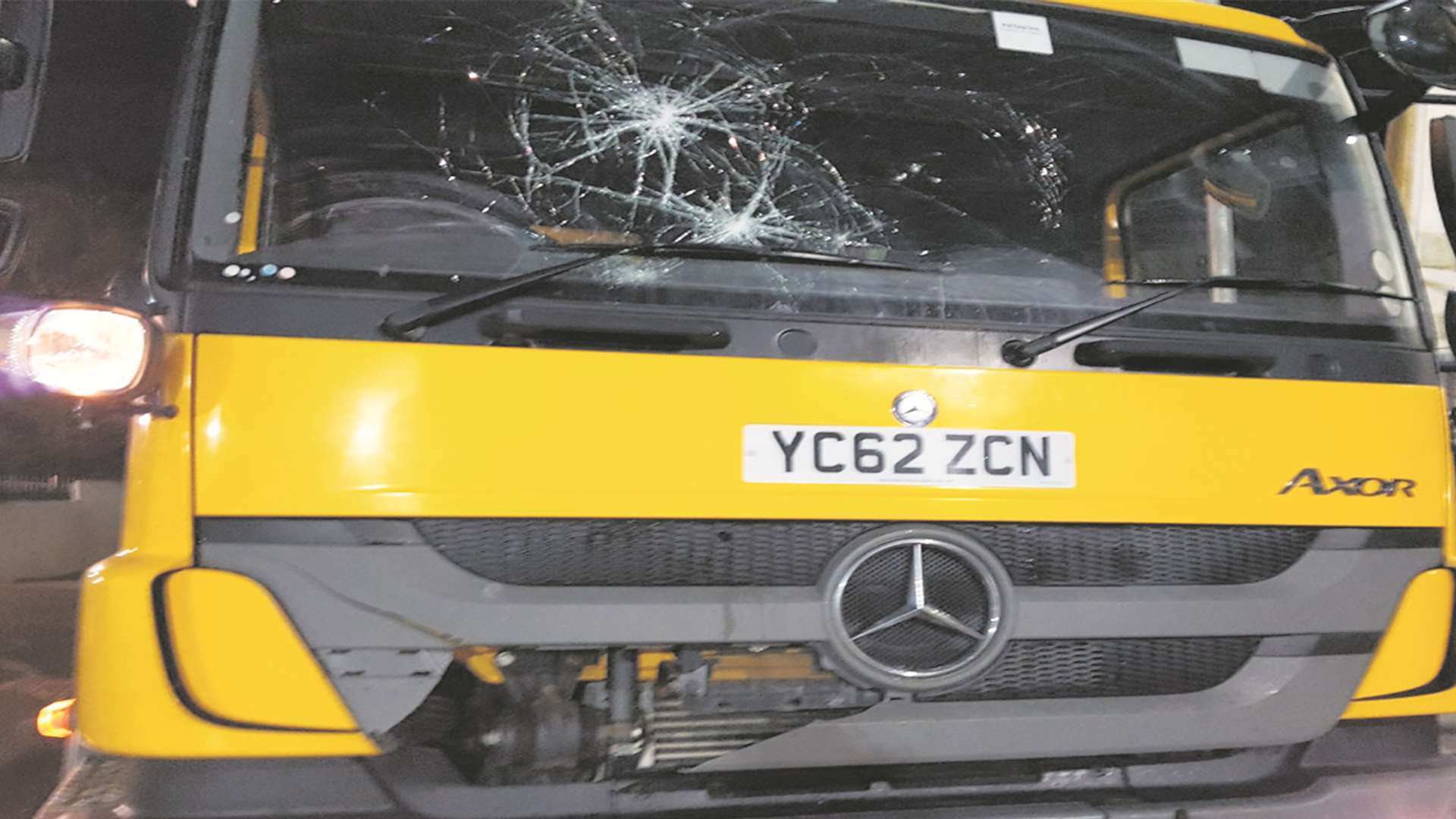 The driver escaped injury when an object hit the windscreen