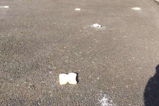 Bread dusted with a suspect white powder which appeared to be left for seagulls (1399238)