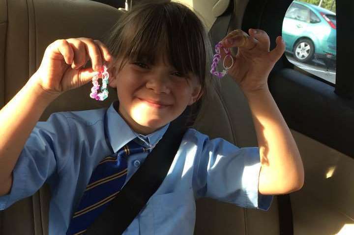 Jinnie Thomas, seven, made loom bands to help the cause and sold them for £100