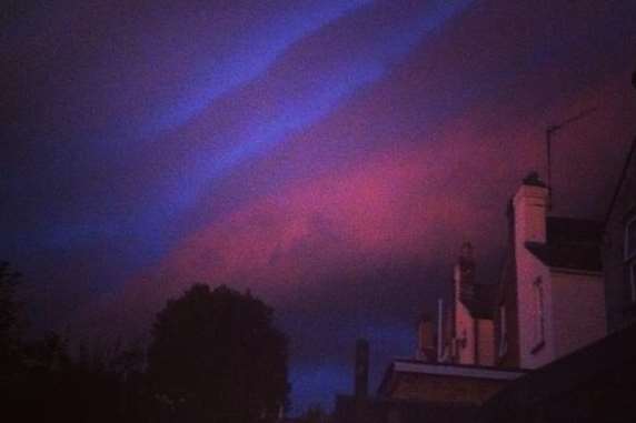 This picture shows the strange colours filling the skies before the storms. Picture: Nikki and Pete