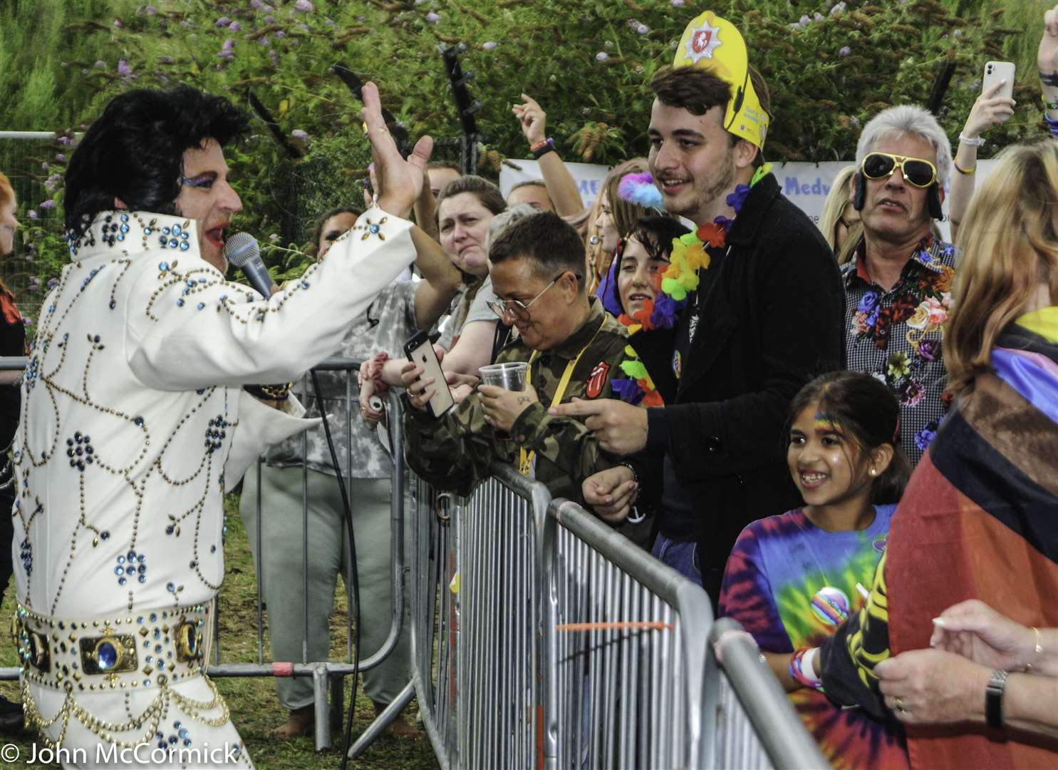 Elbrace, aka Gay Elvis, entertains the crowd at a previous year's Medway Pride.