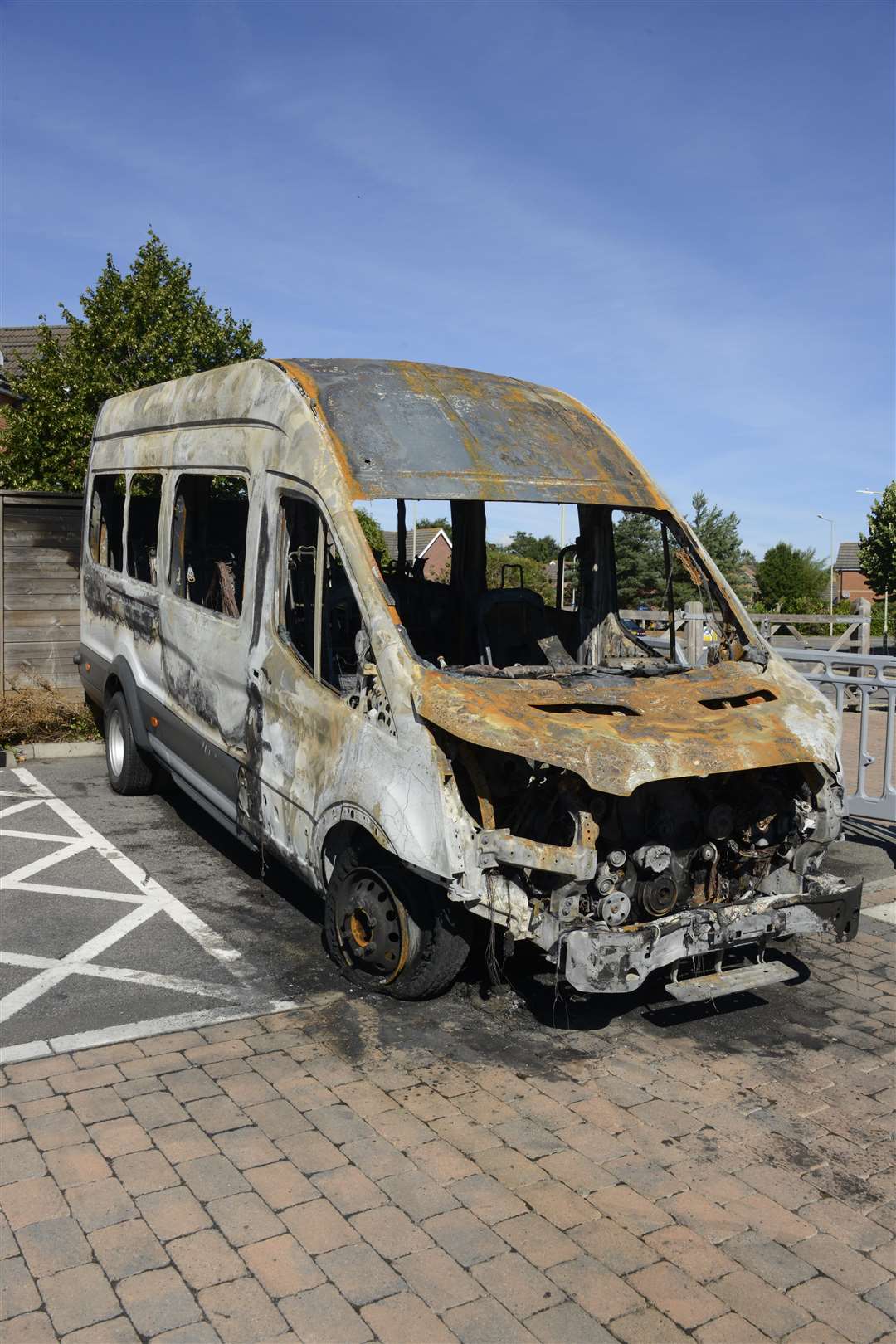 The minibus was destroyed by fire. Picture: Paul Amos