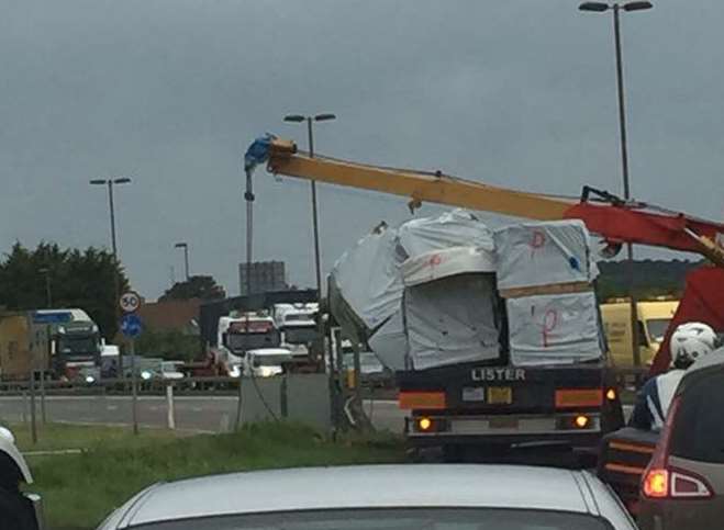 A lorry shed its load near the Medway Tunnel