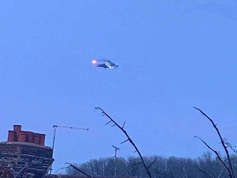 A helicopter was seen in Gillingham attending to reports of an assault. Picture: Kent 999s Twitter