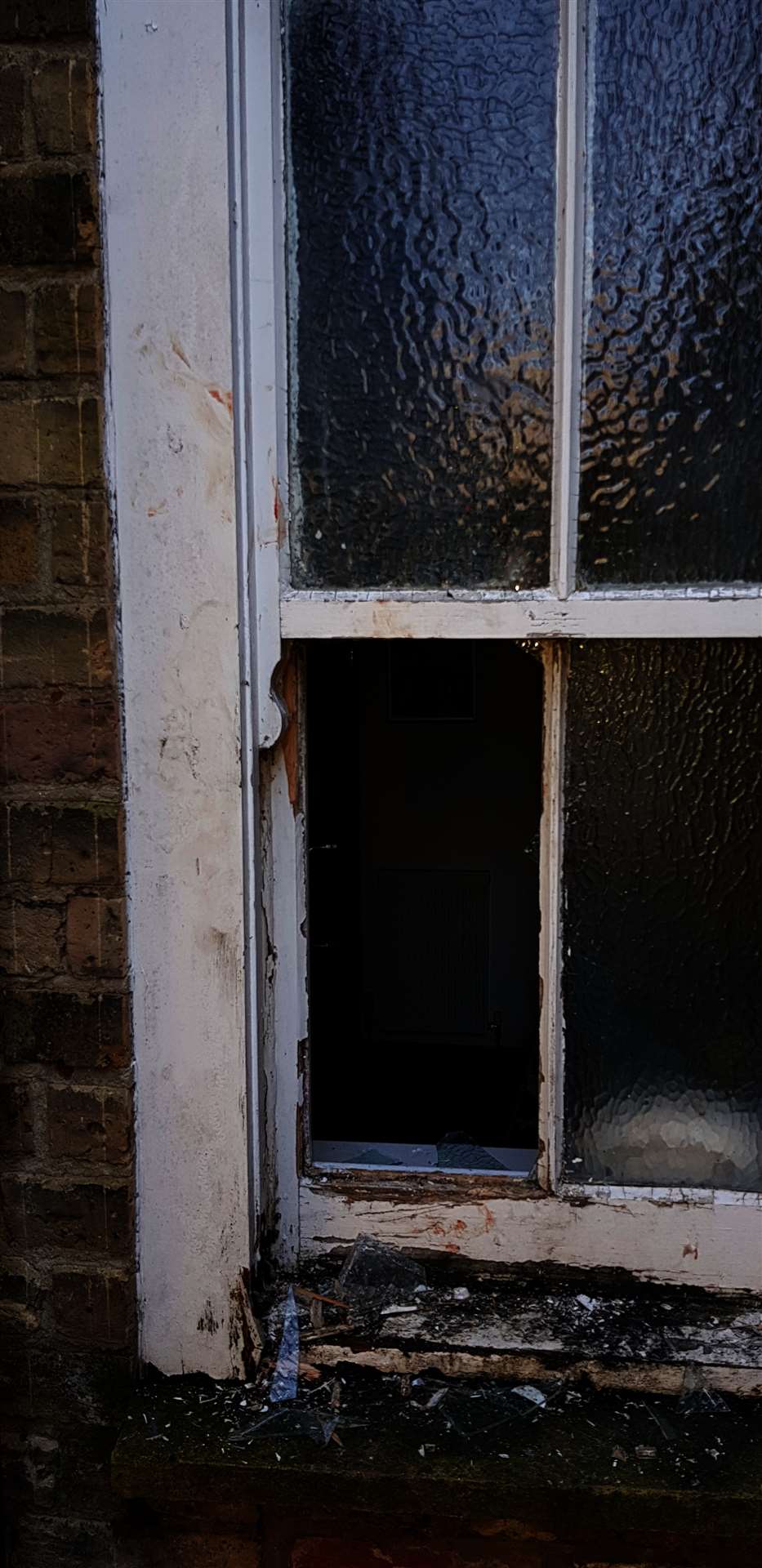 The smashed window from the La Salle Verte burglary. Picture: La Salle Verte.