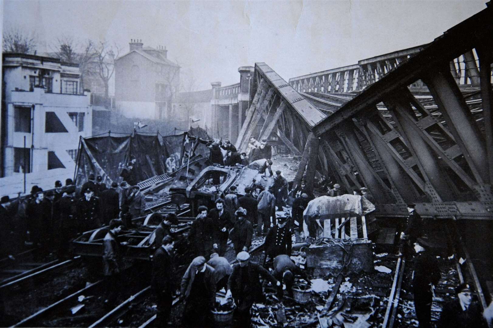 The scene of the Lewisham train crash in which 90 people were killed. Submitted by Donald Corke